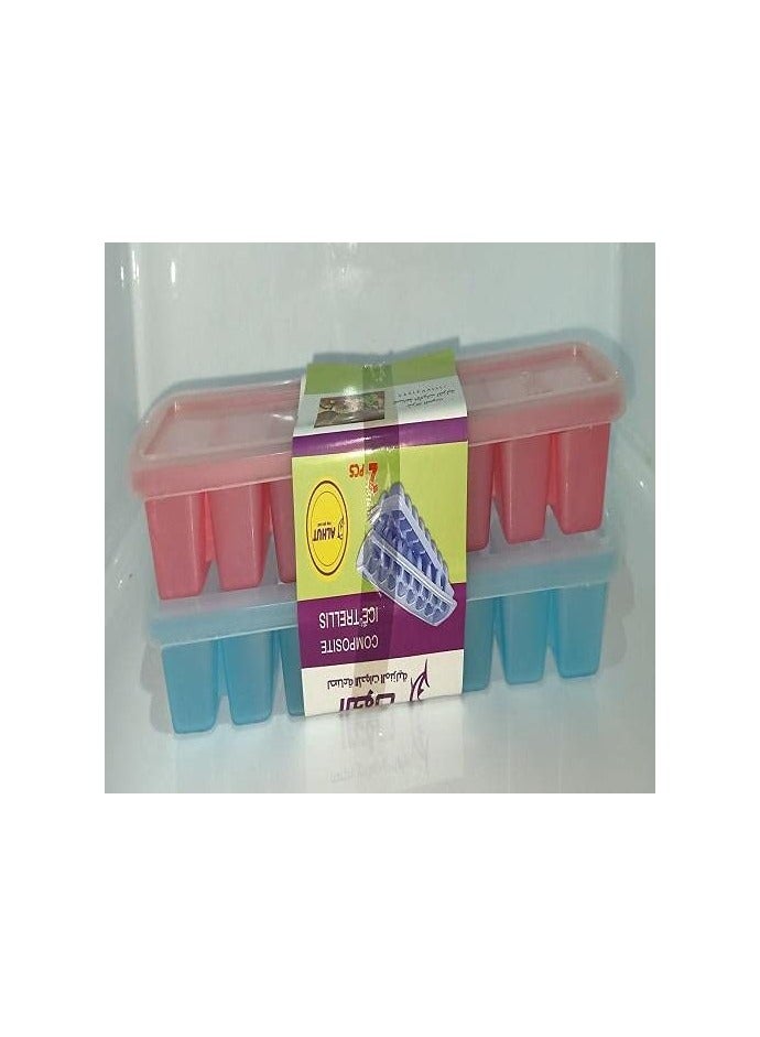 صينية مكعبات الثلج البلاستيكية المكونة من قطعتين متعدد الألوان