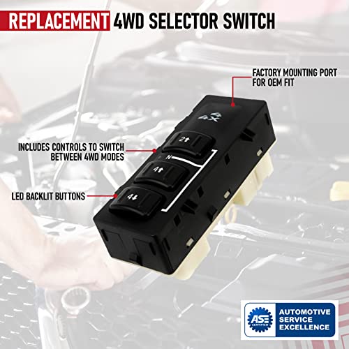 AA Ignition 4x4 Selector Switch, 4WD - Compatible with Chevy, GMC Vehicles - Silverado, Suburban, Avalanche, Yukon, XL, Sierra 2003-2007 - Replaces 19259312, 15164519, 15136040 - Image 4