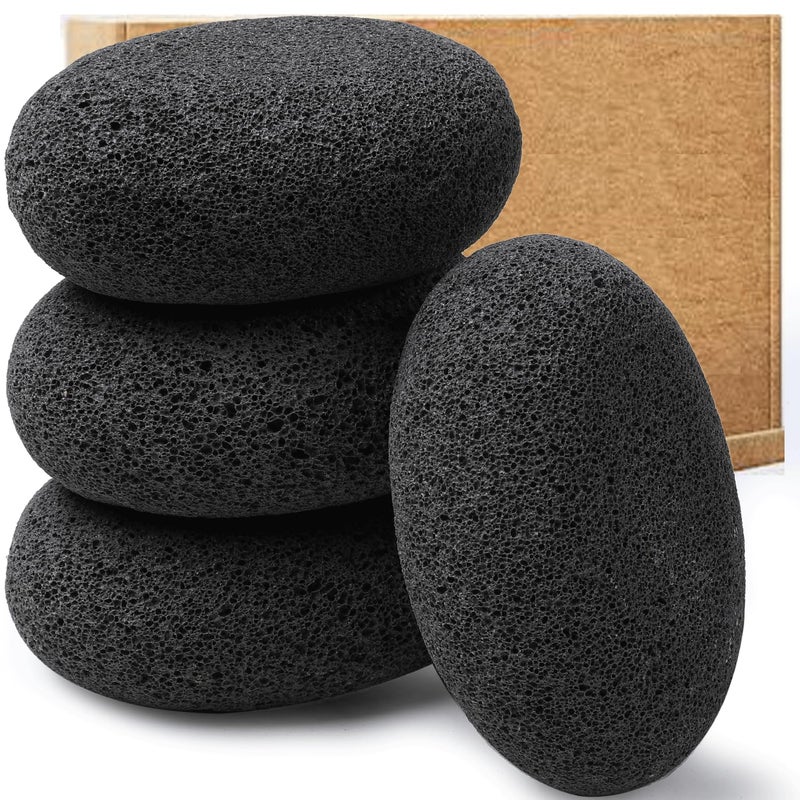 Borogo Natural Foot Pumice Stone for Feet, Borogo 4-Pack Lava Pedicure Tools Hard Skin Callus Remover for Feet and Hands Black - Image 1