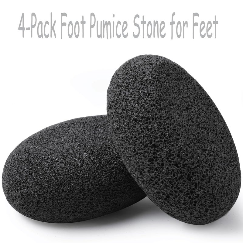 Borogo Natural Foot Pumice Stone for Feet, Borogo 4-Pack Lava Pedicure Tools Hard Skin Callus Remover for Feet and Hands Black - Image 2