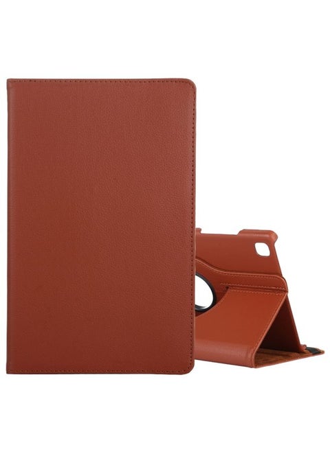 Case Cover For Samsung Galaxy Tab A7 T500 Litchi Texture Horizontal Flip 360 Degrees Rotation Leather Case with Holder Brown