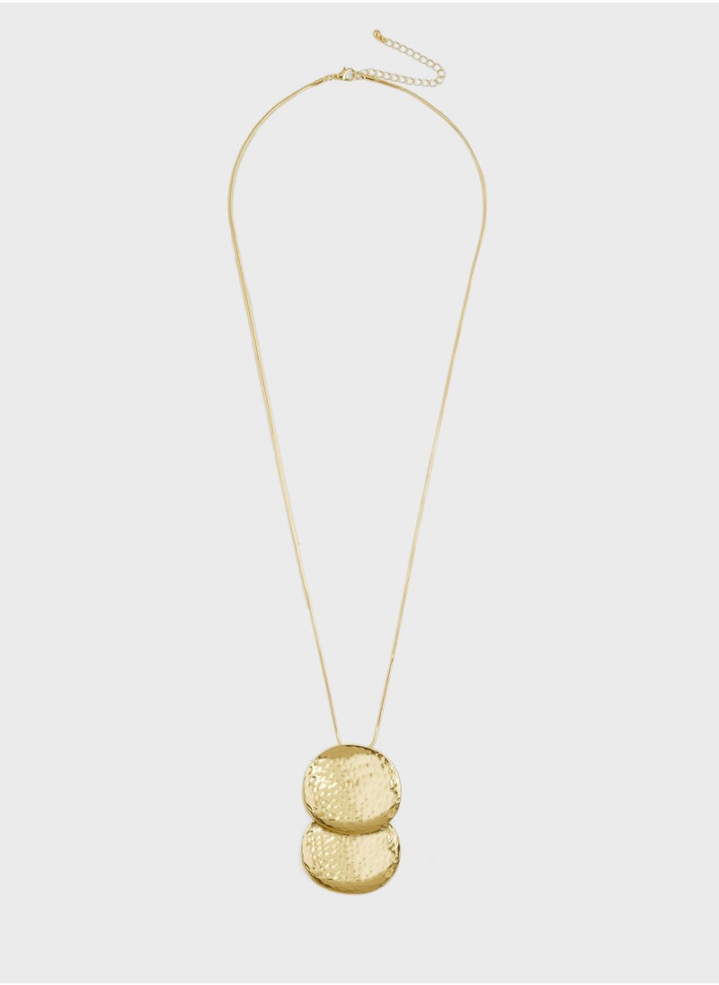 ELLA - Statement  Hammered Pendant Necklace & Earrings Set - Image 1