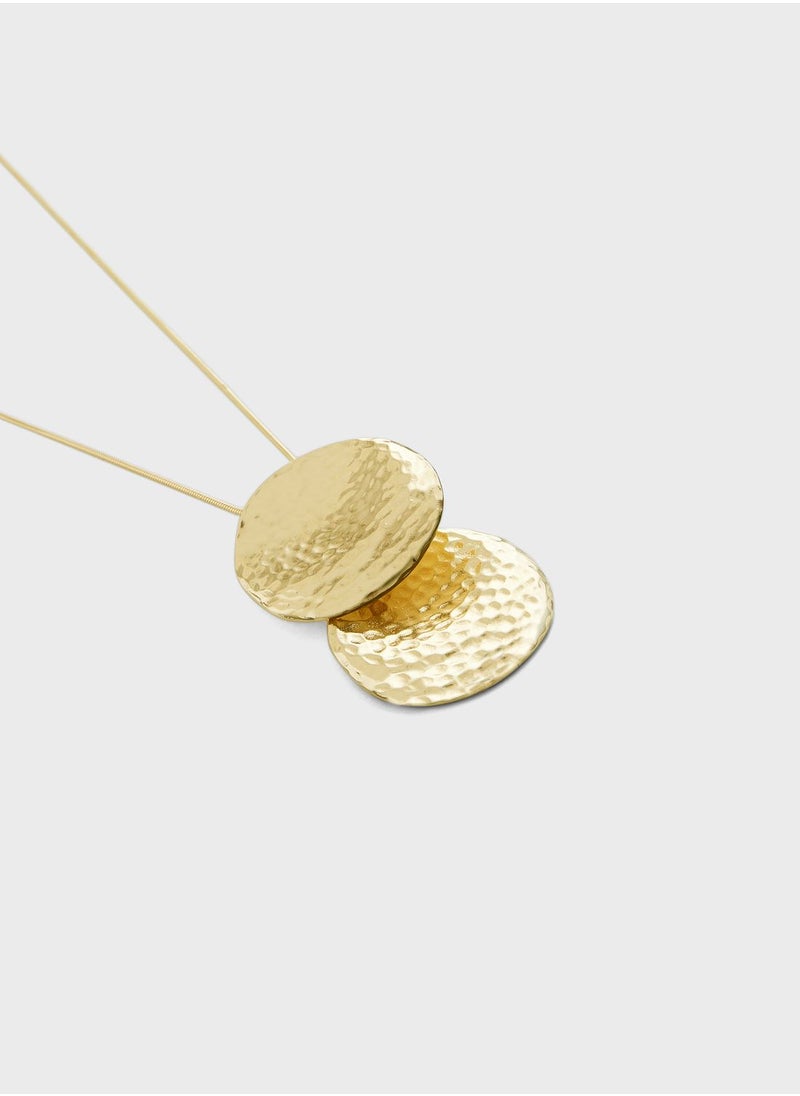 ELLA - Statement  Hammered Pendant Necklace & Earrings Set - Image 1