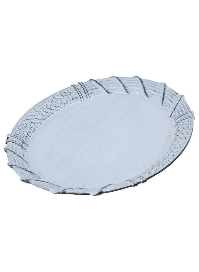 السيف  غطاء تقديم بلاستيكي 43×31×2.5 سم بيضاوي الشكل محفور باللون الأبيض الصغير - Image 2