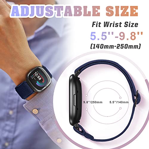 Bcuckood Compatible with Fitbit Versa 4/Versa 3/Sense 2/Sense Band Women Men, 5 Pack Elastic Nylon Soft Adjustable Stretchy Solo Loop Replacement Strap for Women Men - Image 4