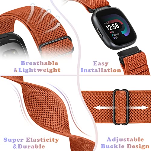 Bcuckood Compatible with Fitbit Versa 4/Versa 3/Sense 2/Sense Band Women Men, 5 Pack Elastic Nylon Soft Adjustable Stretchy Solo Loop Replacement Strap for Women Men - Image 5