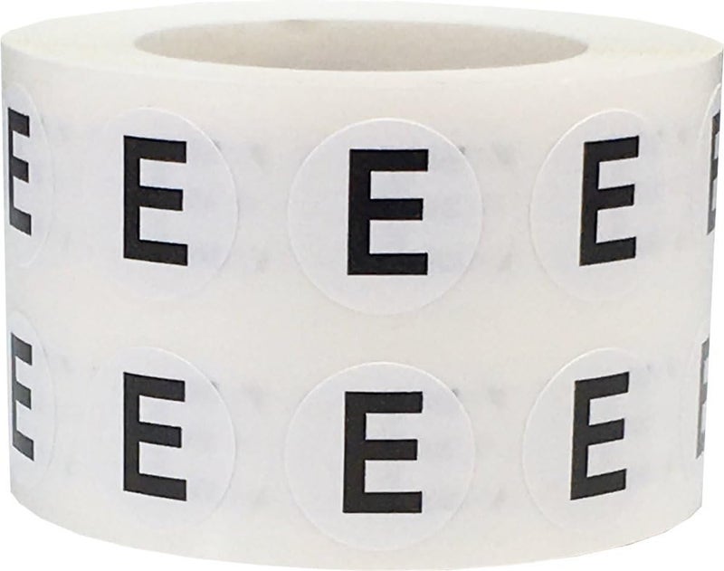 InStockLabels.com Letter E Inventory Labels .5 Inch Round Circle Dots 1,000 Adhesive Stickers - Image 1