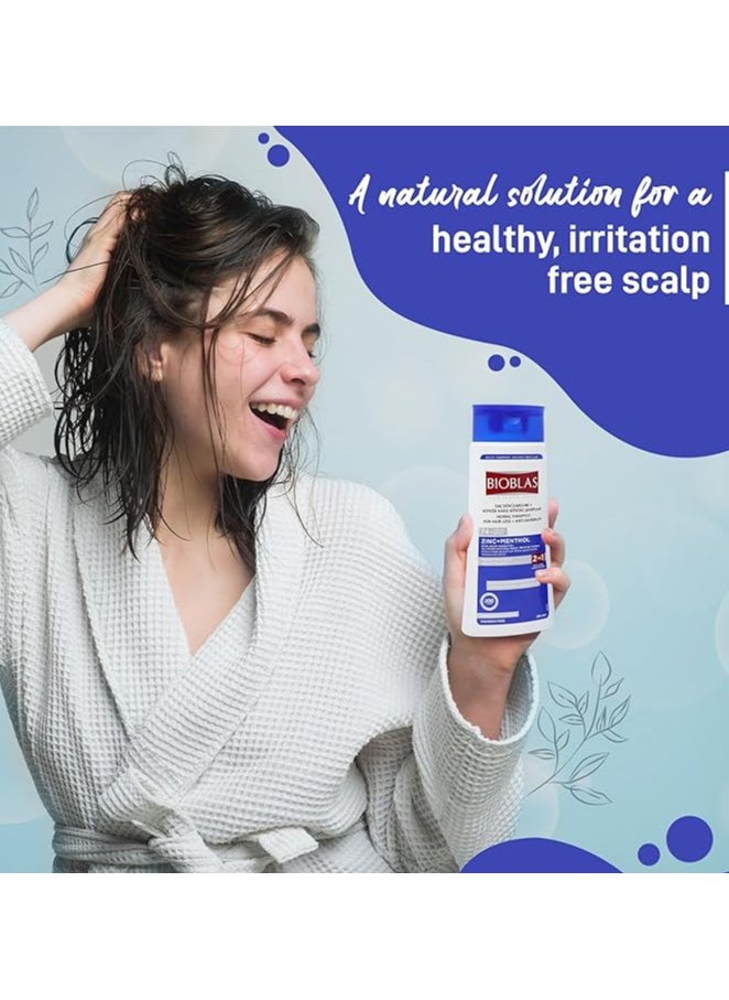 BIOBLAS - Bioblas Zinc & Menthol Hair Shampoo - Anti-Dandruff & Anti Hair Loss Cleansing Shampoo - Fresh Mint Shampoo for Hair Loss & Soothing Scalp - Fragrance Free, Rich in Vitamins - All Hair Types - Image 1