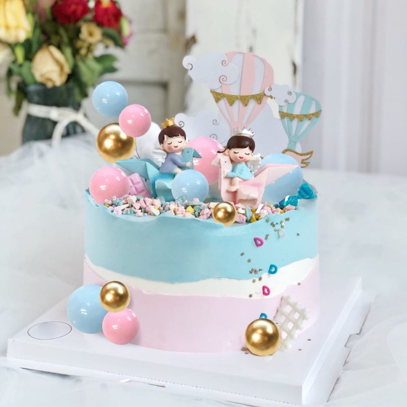 RASSLISA Ball Cake Topper Ball Cake Picks Colorful Pearl Ball Shaped Cupcake Insert Cake Topper for Bear Theme Birthday Party Favors Wedding Decoration Supplies (Gold Pink Blue) - Image 4
