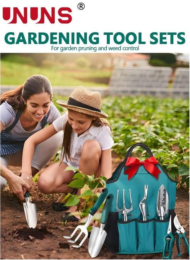UNUNS مجموعة أدوات الحديقة، 10 قطع أدوات البستنة مع طباعة زهور بنفسجية، صندوق تخزين مجموعة أدوات من سبائك الألمنيوم، أدوات خارجية، مجرفة بمقبض مريح، أشعل، مقص، هدية للنساء والرجال - Image 2