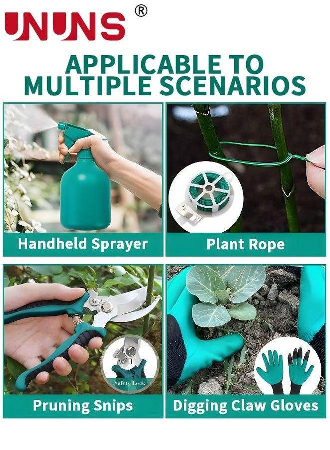 UNUNS مجموعة أدوات الحديقة، 10 قطع أدوات البستنة مع طباعة زهور بنفسجية، صندوق تخزين مجموعة أدوات من سبائك الألمنيوم، أدوات خارجية، مجرفة بمقبض مريح، أشعل، مقص، هدية للنساء والرجال - Image 3