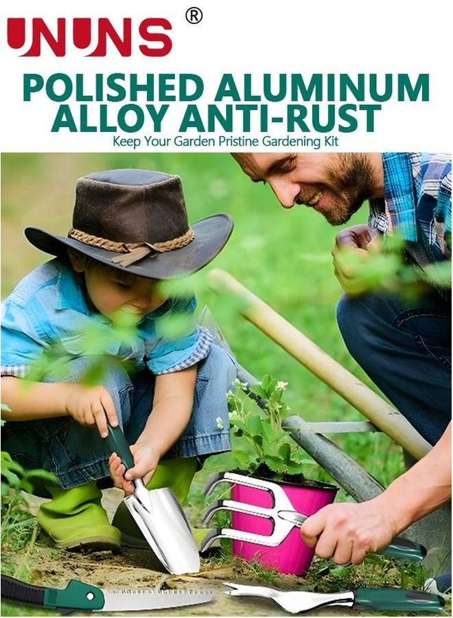 UNUNS مجموعة أدوات الحديقة، 10 قطع أدوات البستنة مع طباعة زهور بنفسجية، صندوق تخزين مجموعة أدوات من سبائك الألمنيوم، أدوات خارجية، مجرفة بمقبض مريح، أشعل، مقص، هدية للنساء والرجال - Image 4