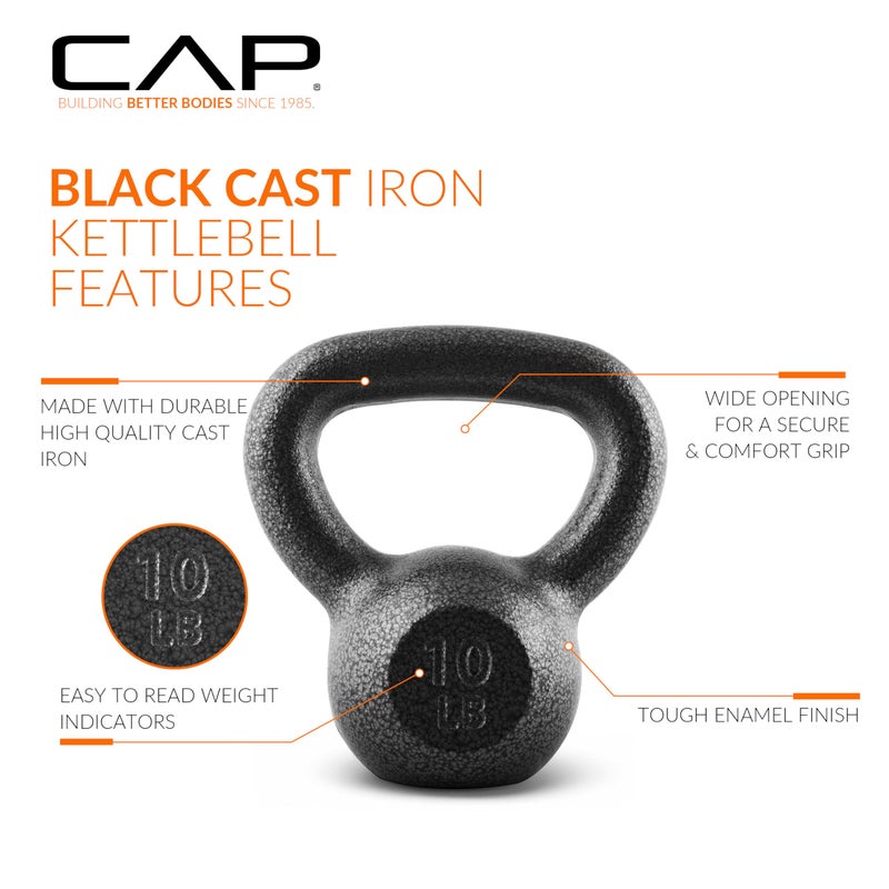 CAP Barbell Black Cast Iron Kettlebell | 10 Pounds - Image 3