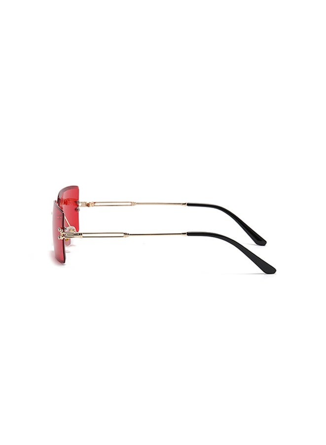 Rimless Rectangle Sunglasses for Women Men Vintage Shades Fashion Frameless UV400 Protection Lens Sun Glasses(Red) - Image 4