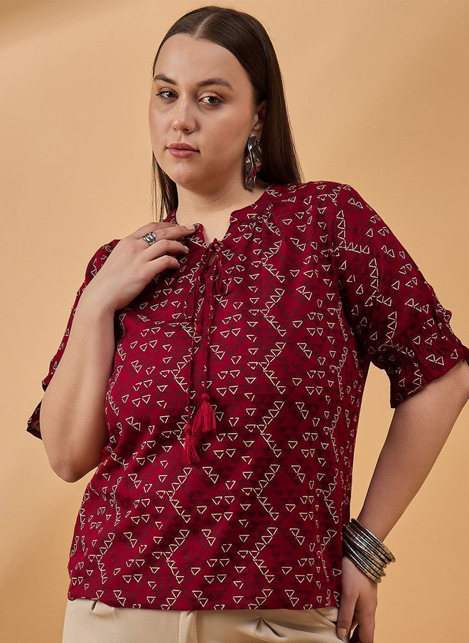 Baizee بلوزة بأكمام منتفخة من Routes بواسطة All About You للنساء ذات الحجم الكبير - Image 1