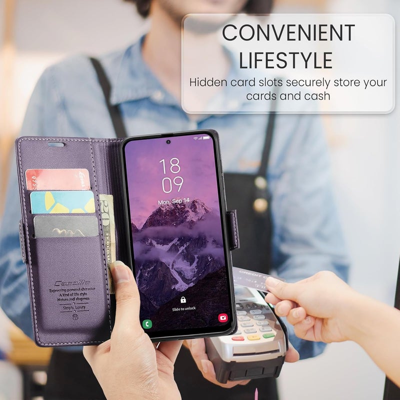 Rerzoiro Case for Samsung Galaxy A56 5G Case, Cover Premium PU Leather [RFID Blocking] Wallet Flip Folio Case with Card Holder and Magnetic Kickstand Cover for Samsung Galaxy A56,Purple - Image 4
