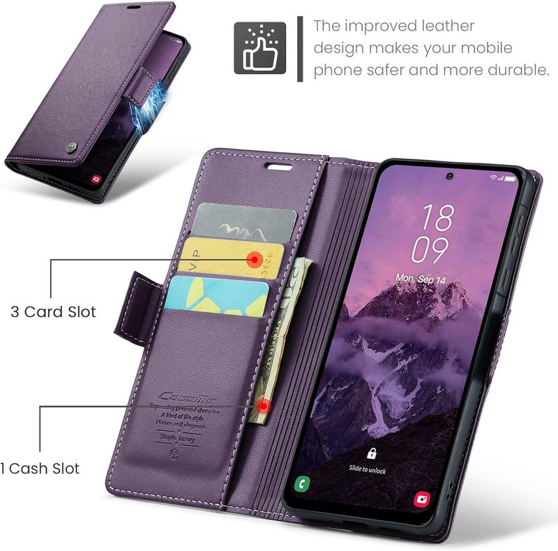 Rerzoiro Case for Samsung Galaxy A56 5G Case, Cover Premium PU Leather [RFID Blocking] Wallet Flip Folio Case with Card Holder and Magnetic Kickstand Cover for Samsung Galaxy A56,Purple - Image 3