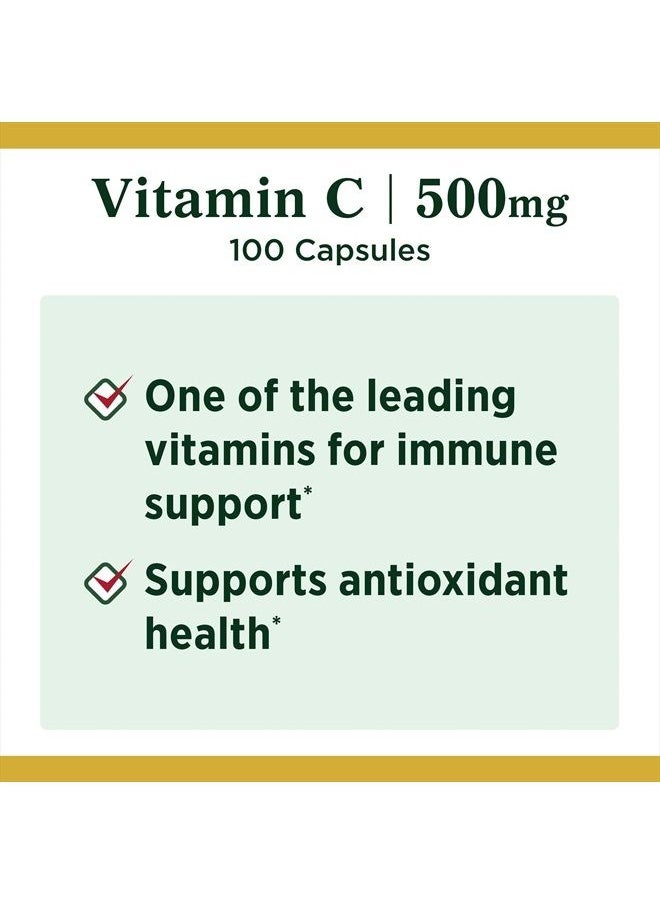 Vitamin C, Immune Support, 500mg, Capsules, 100 Ct