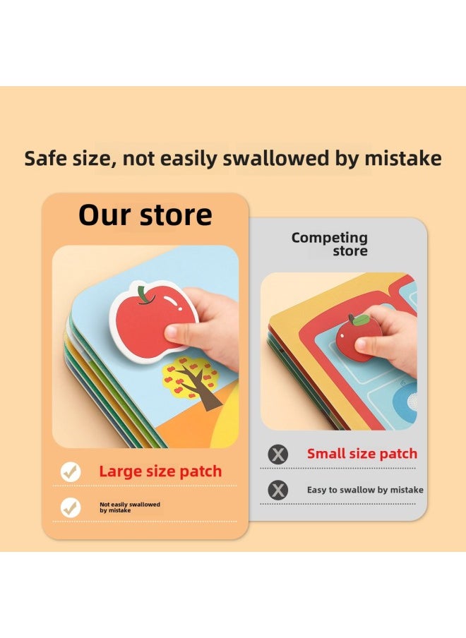 Generic - # Tearing Books Baby Toys Quiet Hand Tearing Cloth Books 0-1 Year Old Baby 6 Months 12 Early Education Hook And Loop Can Bite-Color: Enlightenment Book (need To Apply Velcro Yourself) + Animal Magnetic Puzzle - Image 1