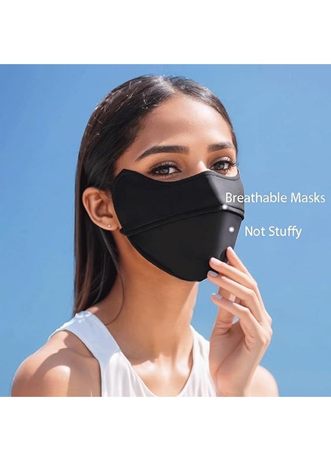 2PCS Black UV Sun Protection Face Cover/Neck Gaiter Scarf UPF50+ Breathable Cooling for Summer Outdoor Activities Reusable - Image 5