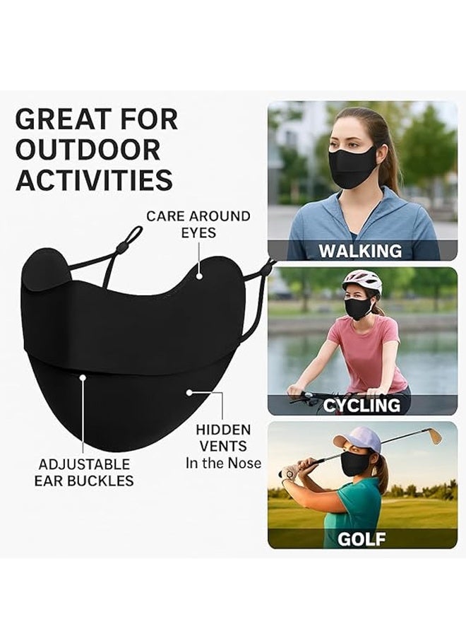 2PCS Black UV Sun Protection Face Cover/Neck Gaiter Scarf UPF50+ Breathable Cooling for Summer Outdoor Activities Reusable - Image 4