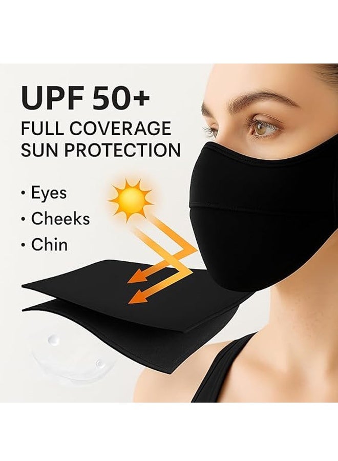 2PCS Black UV Sun Protection Face Cover/Neck Gaiter Scarf UPF50+ Breathable Cooling for Summer Outdoor Activities Reusable - Image 2