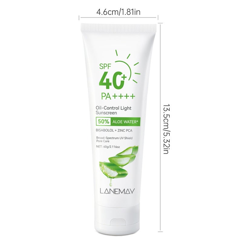 LANEMAY Aloe Vera Oil Control & Clear Protective Cream 60g SPF40+ PA++++ Pore Care Protective Cream - Image 5