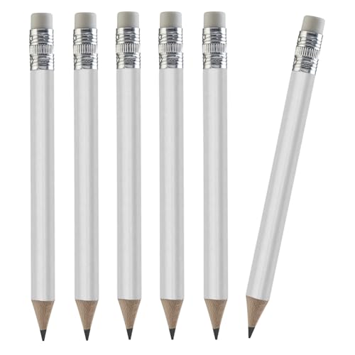 TH Golf 100pcs Golf Pencils, 4 Inch Mini Half Pencils with Eraser Sharpened Wood Mini Round for Schools Wedding Toddlers Home Corporate Multiple Colours (White) - Image 1