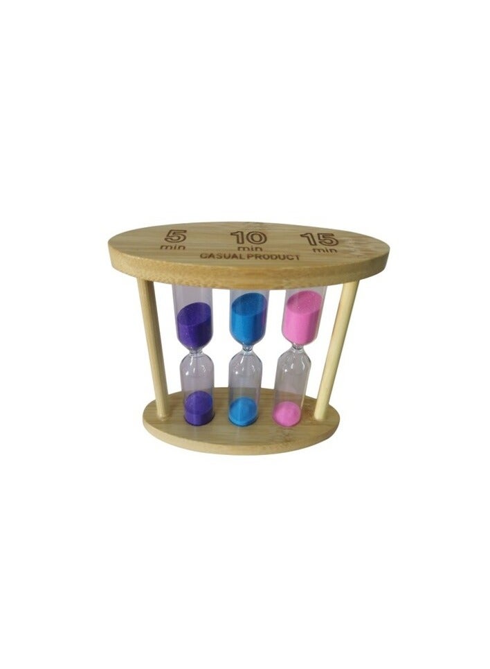 بروماس ساعة رملية خشبية، ساعة رملية زجاجية، ساعة رملية مع إطار خشبي، حامل صغير، مؤقت رملي صغير، ساعة رملية صغيرة مزخرفة للمنزل والمكتب والفصول الدراسية والمطبخ - Image 2