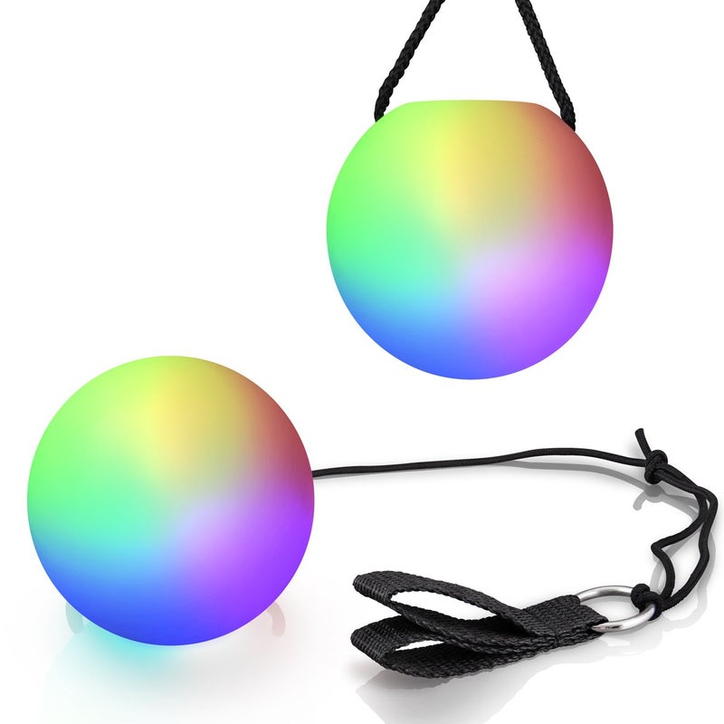 FlashingBlinkyLights LED Poi Ball Swirling Light Rave Toy (Set of 2) Color Changing Poi Balls - Image 5