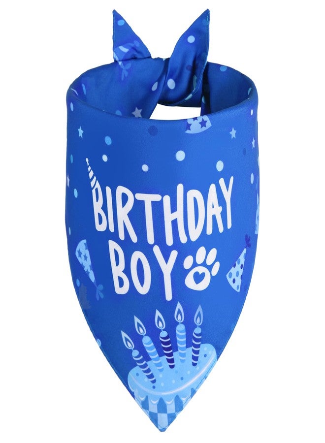 Agroon Dog Birthday Bandana Blue Boy XLarge 1PCS, Durable Triangle Reversible Scarf Bibs Handkerchief for Puppy Pet - Image 1