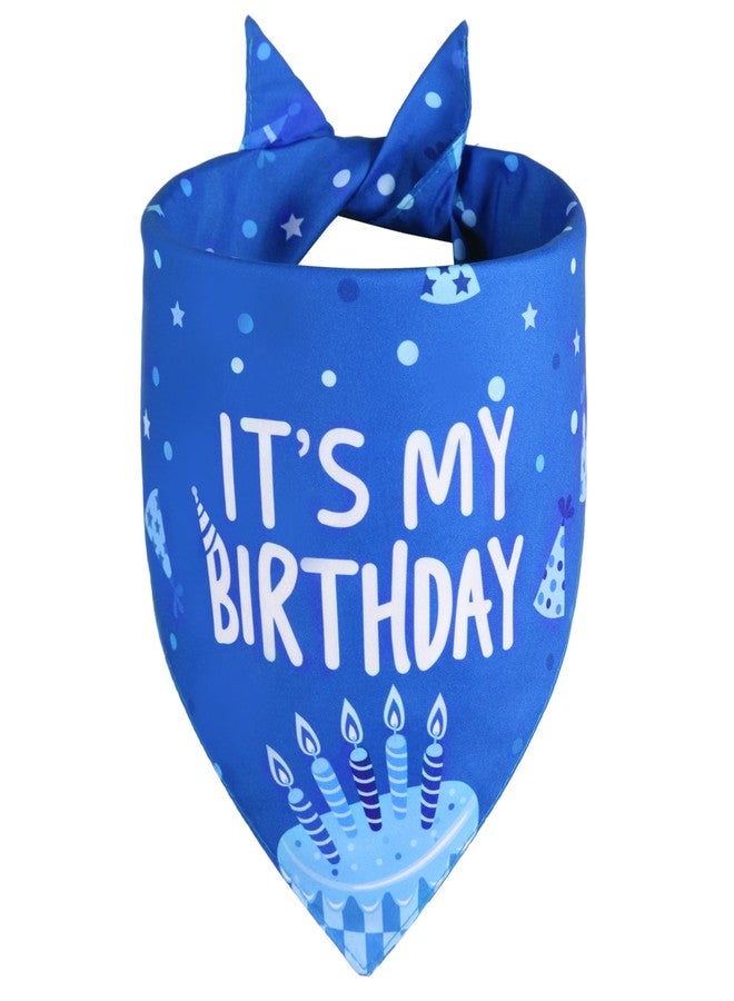 Agroon Dog Birthday Bandana Blue Boy XLarge 1PCS, Durable Triangle Reversible Scarf Bibs Handkerchief for Puppy Pet - Image 2