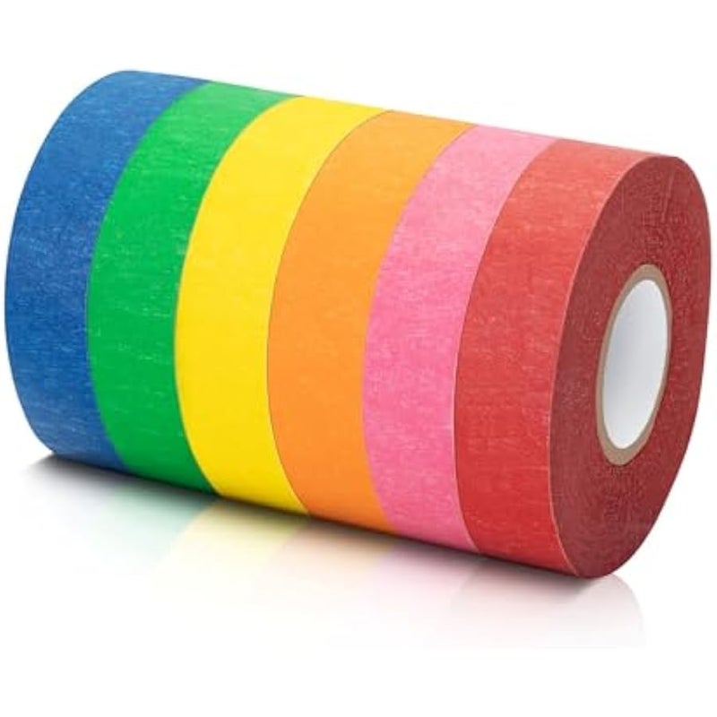 - Colored Masking Tape, Colored Painters Tape for Arts and Crafts, 6 Pack, Drafting Tape, Craft Tape, Labeling Tape, Paper Tape, Masking Tape, Colored Tape, Back to School Supplies - Image 1