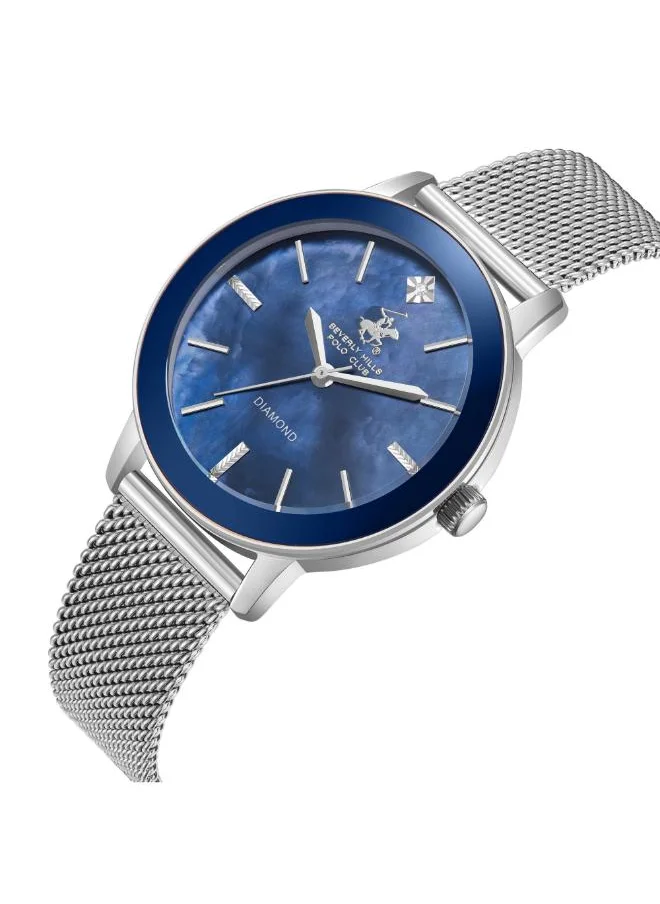 BEVERLY HILLS POLO CLUB BEVERLY HILLS POLO CLUB BP3734C.390 Women's Analog Display Watch & Mesh Strap Silver