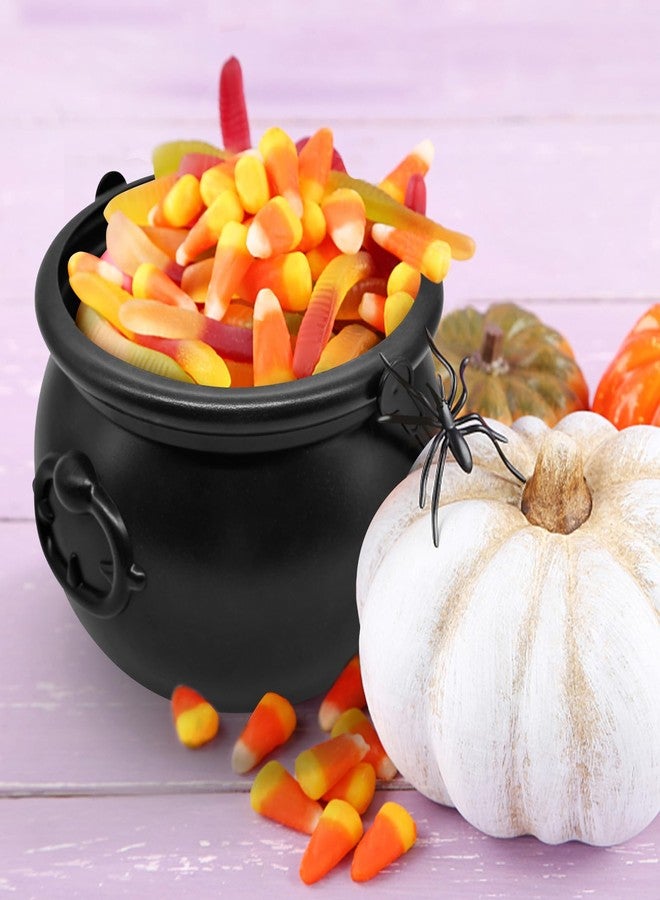 SpinLaLa 8" Plastic Black Cauldron Kettle Halloween Candy Bowl, Large Witch Cauldron Pot Bucket for Halloween Decorations Trick or Treat Party Supplies - Image 4