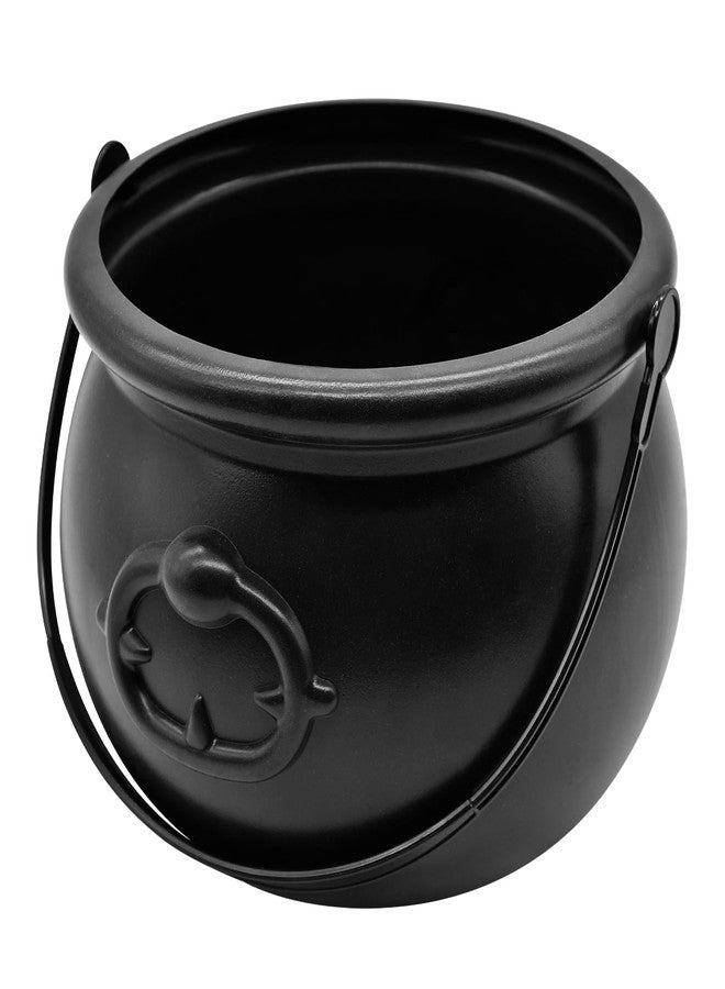 SpinLaLa 8" Plastic Black Cauldron Kettle Halloween Candy Bowl, Large Witch Cauldron Pot Bucket for Halloween Decorations Trick or Treat Party Supplies - Image 1