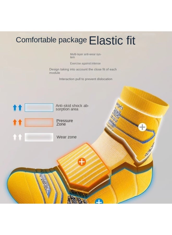 ماراثون جوارب الجري الاحترافية ماراثون للرجال، خريف وشتاء منتصف الساق سميكة منشفة القاع رياضة ركوب الدراجات كرة السلة مضاد للرائحة - Image 2