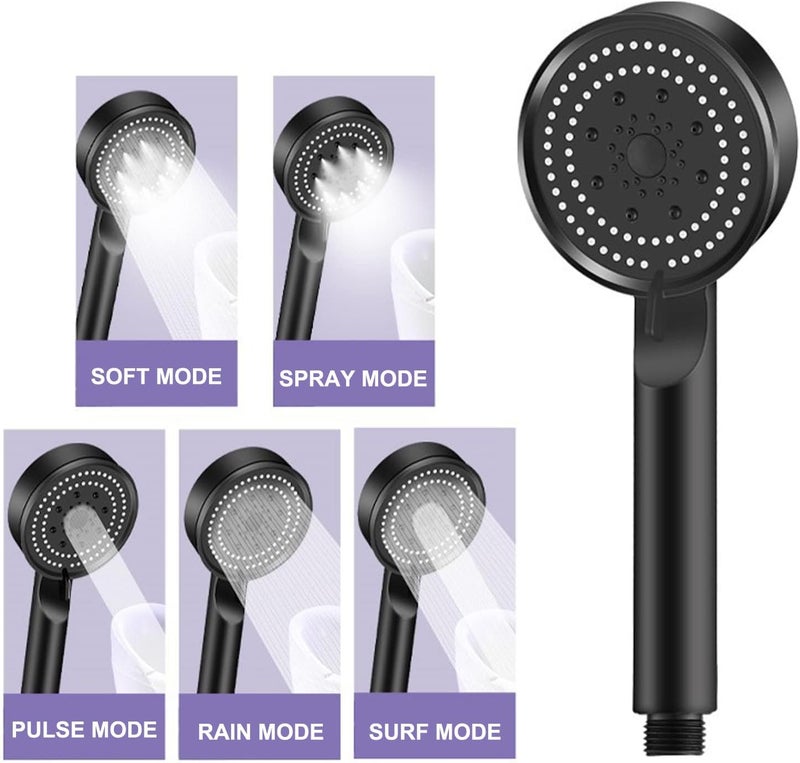 High Pressure Shower Head, Handheld Shower Head with 5 Spray Mode, High Flow Hand Held Showerhead Spray Shower Booster Shower Head Five-Speed Multi-Function Strong Rain Shower Head