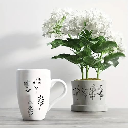 QSZKeer 60Pcs Small Wildflower Stencils Flower Leaf Painting Stencils Wild Flower Stencil Plastic Art Drawing Templates DIY Crafts Plant Stencil For Painting On Wood Wall Door Canvas 2X3.5Inch - Image 4
