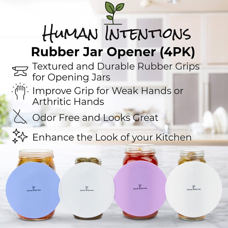 Human Intentions Jar Opener (4PK) - Rubber Jar Gripper for Weak Hands - Bottle Opener for Arthritic Hands - Jar/Lid Opener Gripper Pad - Non Tear - Coaster - Trivet - Image 2