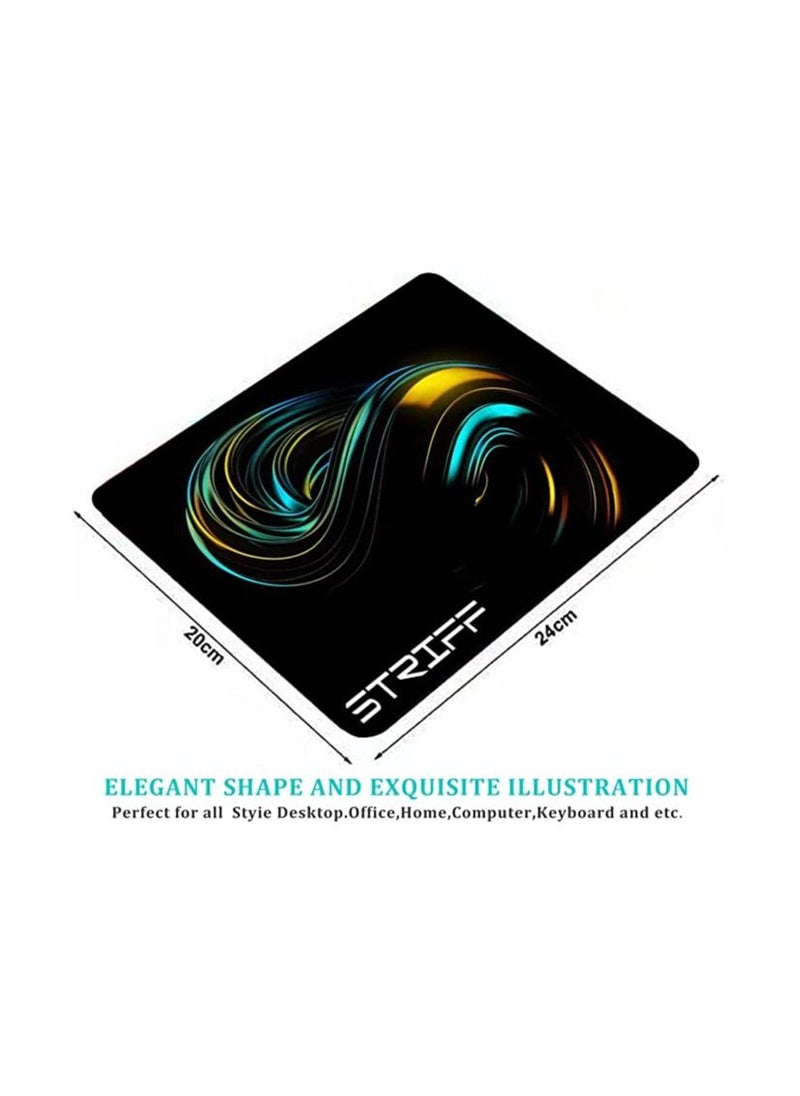 STRIFF Mpad Mouse Mat 240X200X3mm Gaming Mouse Pad, Non-Slip Rubber Base, Waterproof Surface, Premium-Textured, Stitched Edges Mousepads, Compatible with Laser and Optical Mice