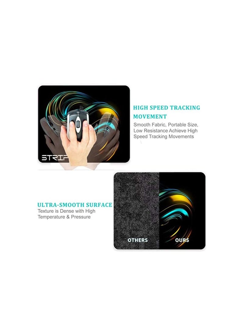 STRIFF Mpad Mouse Mat 240X200X3mm Gaming Mouse Pad, Non-Slip Rubber Base, Waterproof Surface, Premium-Textured, Stitched Edges Mousepads, Compatible with Laser and Optical Mice