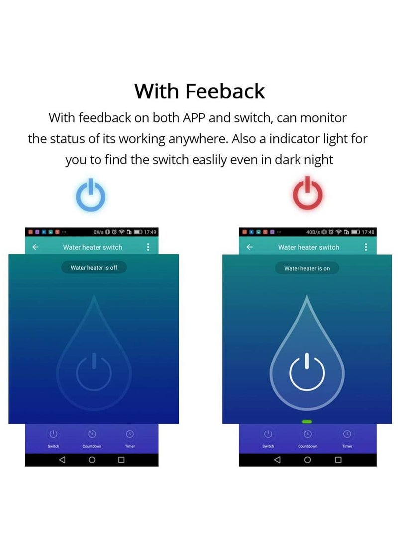 SYOSI - Smart Water Heater Switch WiFi Boiler Switch Touch  Wireless Timer Remote Control Water Heater Switches Compatible with Alexa Echo and Google Home Fit for Baking Machine Coffee Maker - Image 1