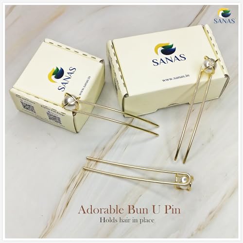 Sanas Hair Accessories For Women Wedding (1Pc) Pearl U Pins For Stylish Braid Hair Accessories For Women (1Pc) (Golden) - Image 4