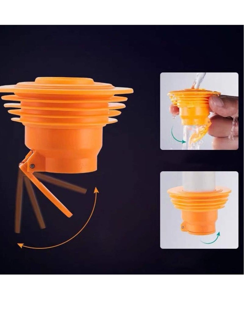 Zikra 2 Pcs Drain Pipe Hose Silicone Plug, Drain Pipe Sewer Seal Rings, Drain Hose Sealing Plug for Bathroom Kitchen Laundry Pipe Sewer Seal Tools(Orange) - Image 3
