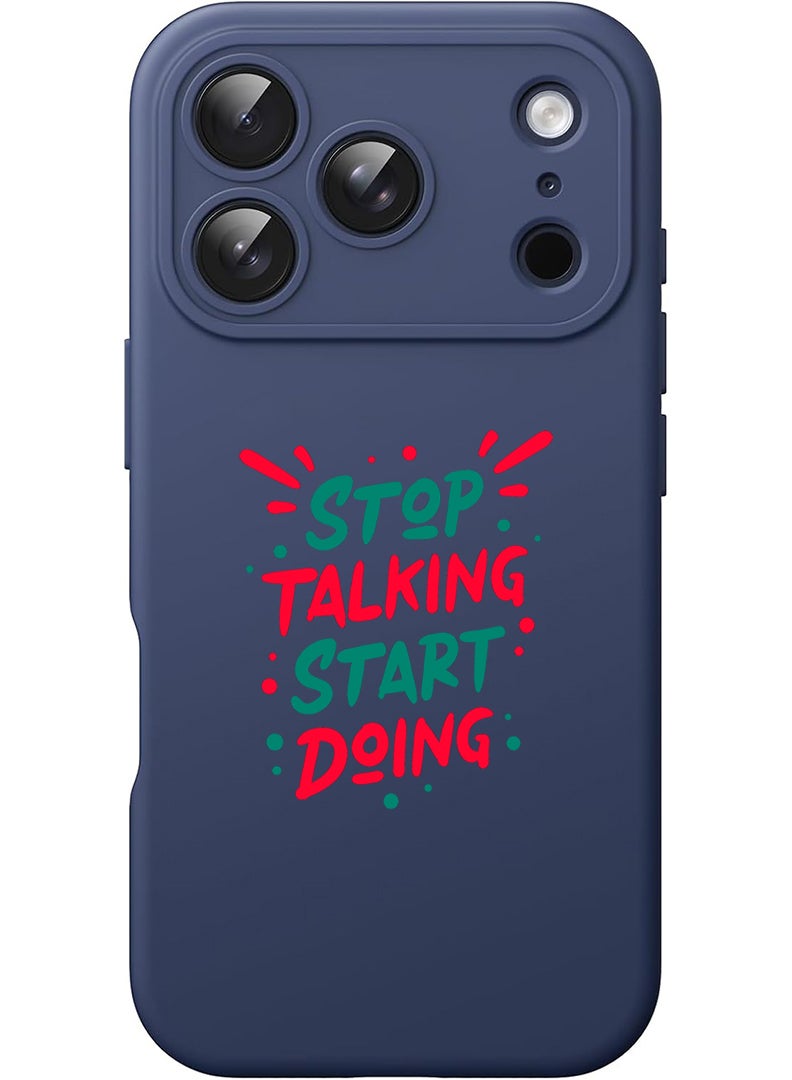 Theodor Protective Slim Fit Case Liquid Silicone Cover with Full Body Protection Anti-Scratch Shockproof Case For Apple iPhone 17 Pro (Blue) stop talking - Image 1