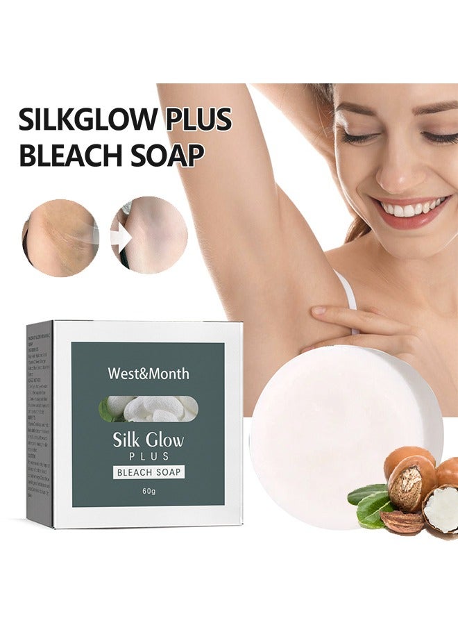 West&Month Silk Glow Plus Bleach Soap-Shower Handmade Soap Lighten Melanin Joint Whitening Hydrating Body Cleansing Bath Soap