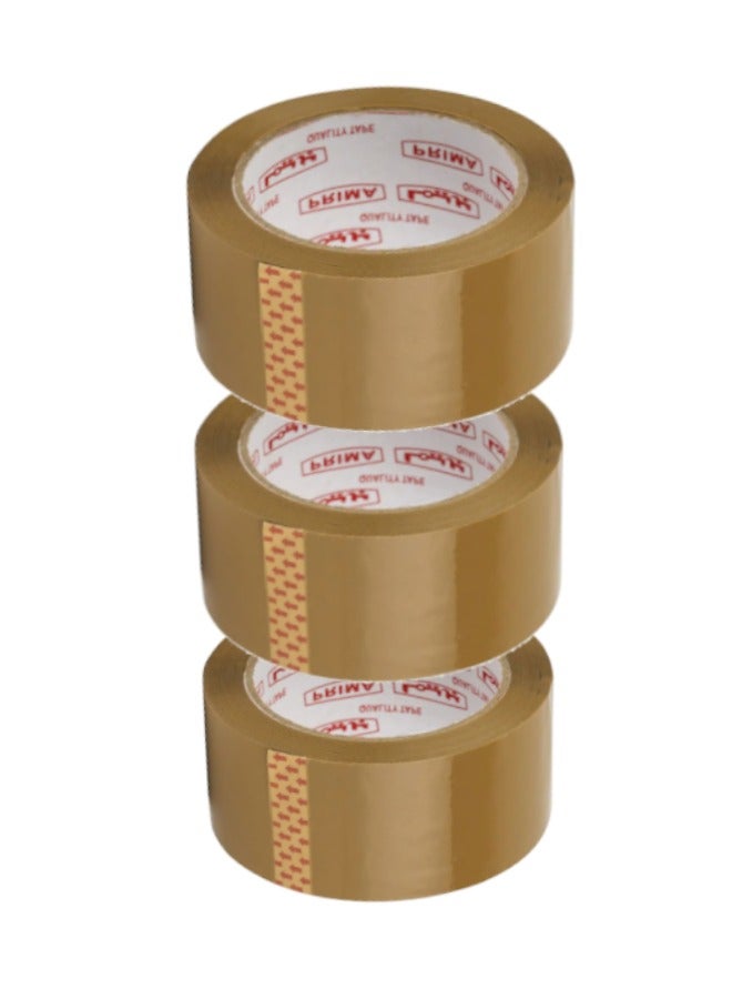 PRIMA Brown Packaging Tape Pack of 3 48mm Width 100 Yards Long Each Strong Adhesive for Shipping Sealing Everyday Use Office and Home Supplies - Image 3