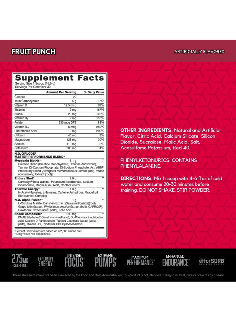 BSN N.O.-Xplode Legendary Pre-Workout Fruit Punch Flavor 30 Servings - Image 2