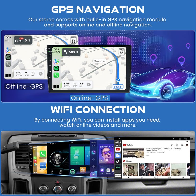 electrosmart Car Radio for Dodge RAM 1500 Upgrade 2019 2020 2021 2022 2023 2024, with Wireless CarPlay and Android Auto,9'' Android 13 Touch Screen Radio GPS Navigation,4G Ram 64G ROM(Only fit Manual AC) - Image 5